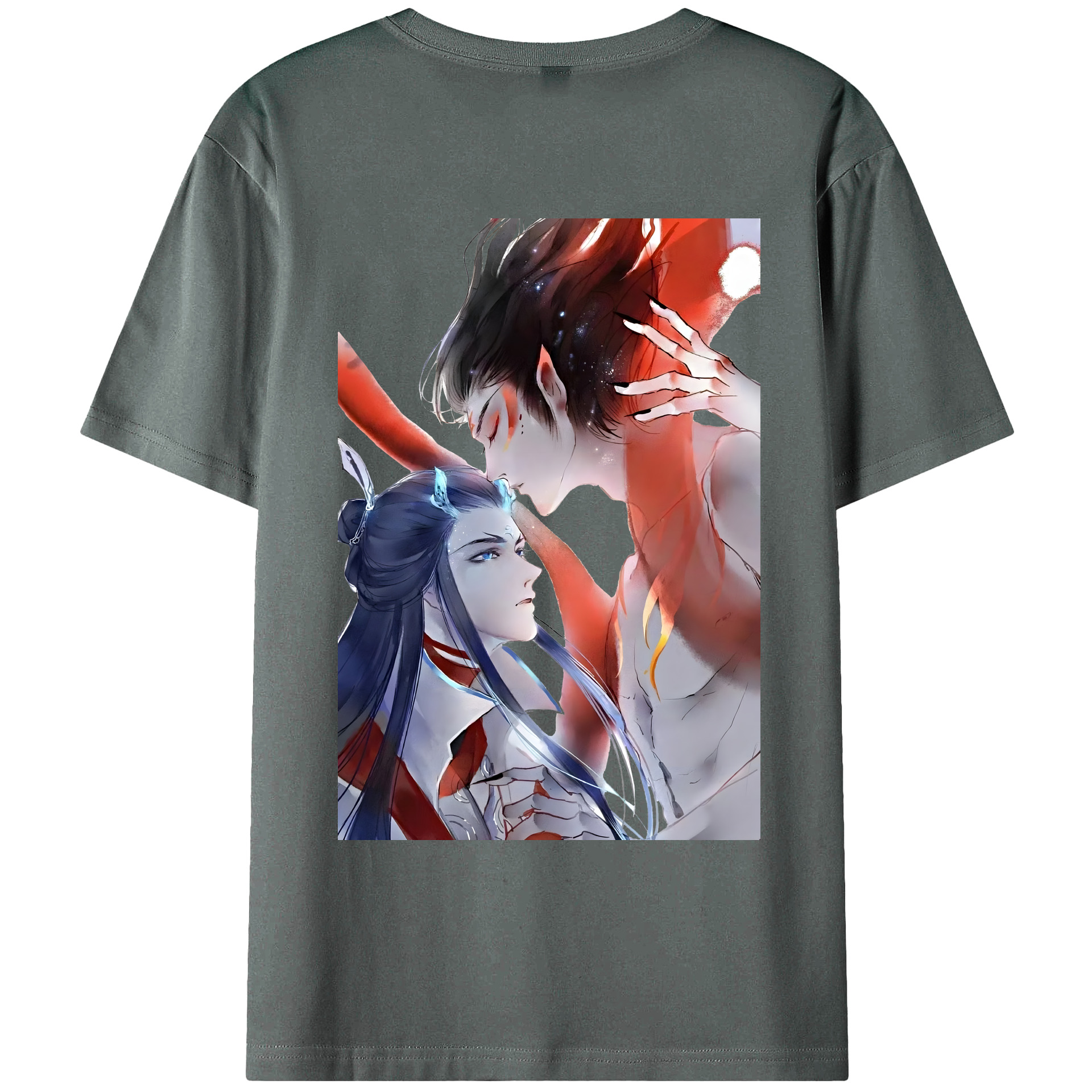 （画像用） Ne Zha 2 ナタ 魔童の大暴れ 綿100％ メンズ半袖Tシャツ（バックプリント） 通気性